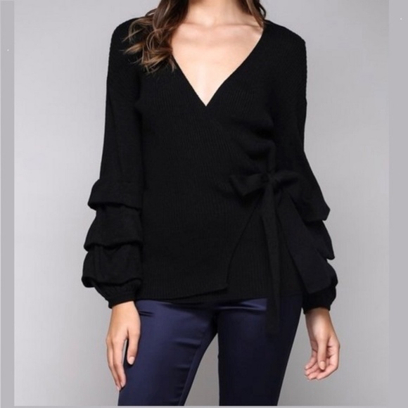 SURPLICE RUFFLED SWEATER - Picture 2 of 7